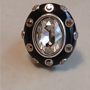 Brighton Black and Silver Art Deco Ring size 8